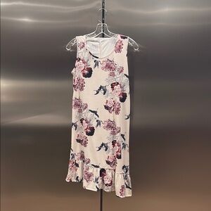 Floral Sleeveless Dress - Pink and White